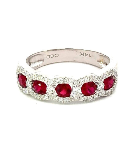 0.28 Diamond & 0.79 Ctw Ruby Anniversary Band Ring