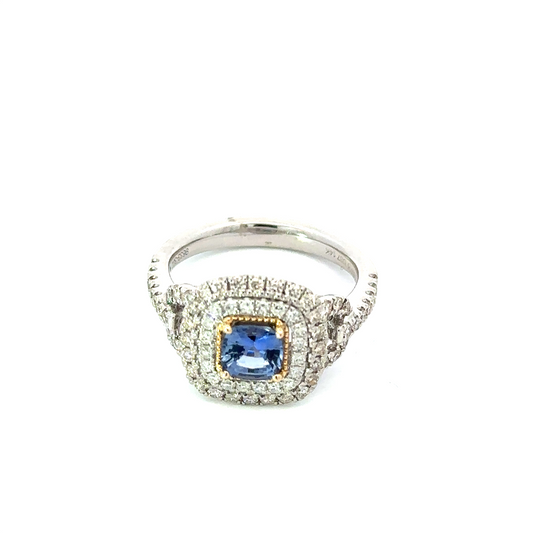 Heera Moti Sapphire and Diamond Ring