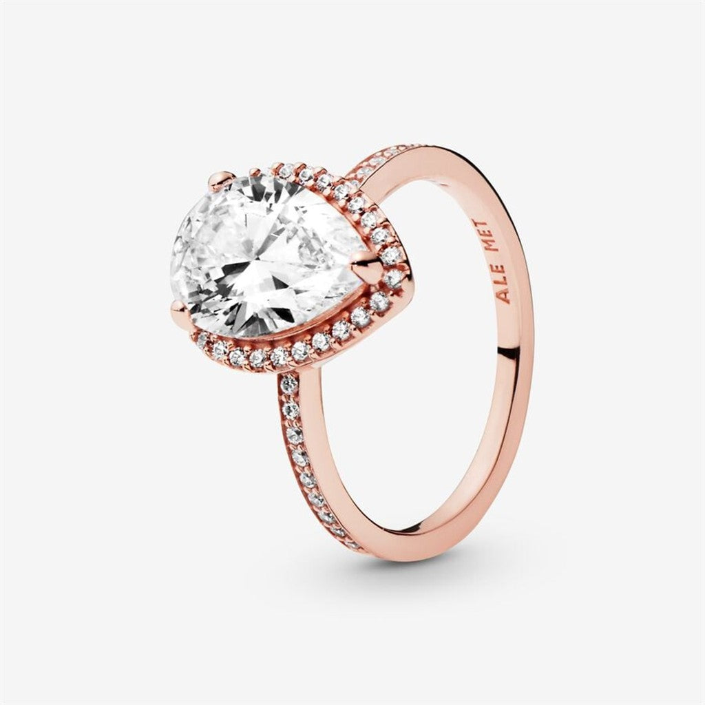 Pandora Timeless Sparkling Teardrop Halo Ring Size 7.5