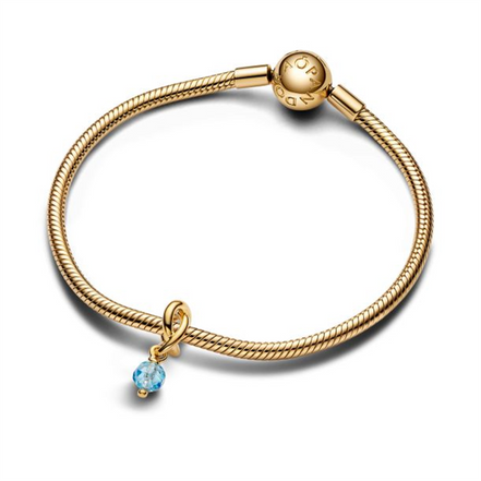 Pandora Moments March Faceted Sea Aqua Blue Eternity Circle Dangle Charm