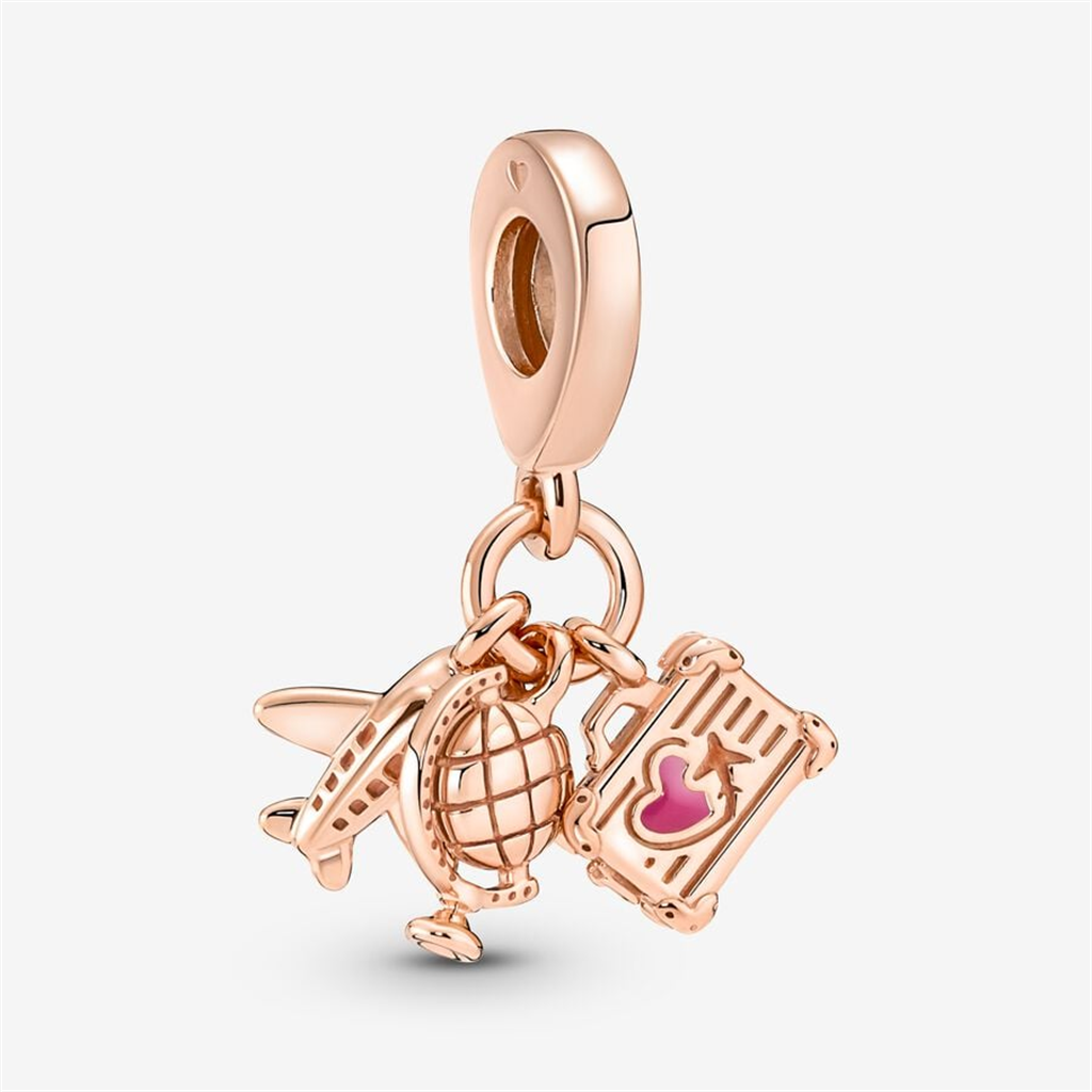 Pandora Moments Airplane, Globe & Suitcase Triple Dangle Charm