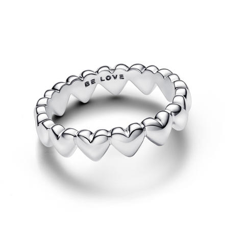 Pandora Moments Row of Hearts Ring Size 7