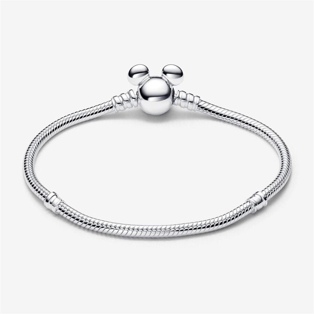 Pandora Moments Disney Mickey Mouse Clasp Snake Chain Bracelet Size 19