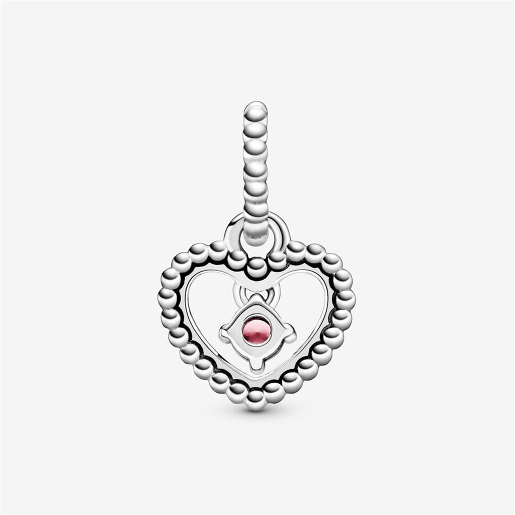 Pandora Moments October Petal Pink Beaded Heart Dangle Charm