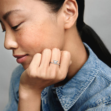 Pandora Disney Mickey Mouse Silver Silhouette Ring 4.5