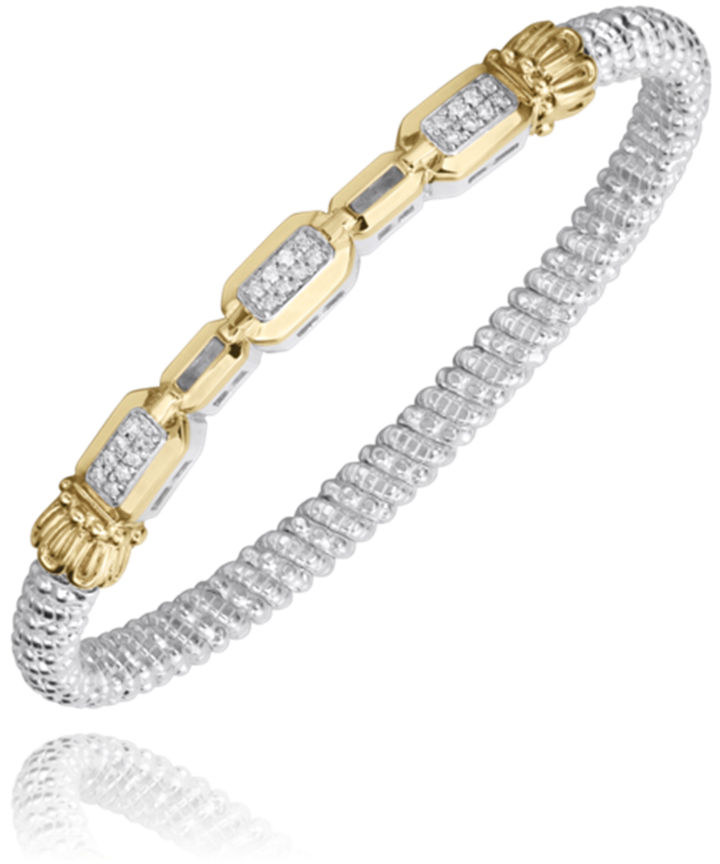 Vahan 14K Gold and Sterling Silver Diamond PaperClip 4mm Closed Bracelet