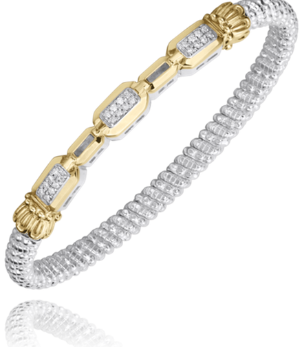 Vahan 14K Gold and Sterling Silver Diamond PaperClip 4mm Closed Bracelet