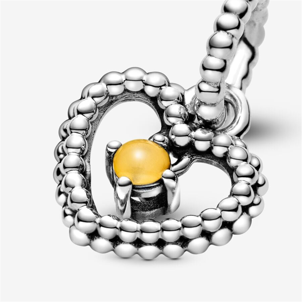 Pandora Moments November Honey Beaded Heart Dangle Charm