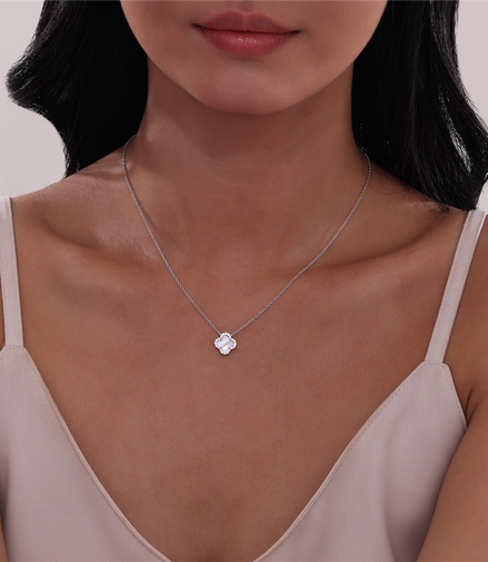 Lafonn 0.49 CTW Simulated Diamond And Mother Of Pearl Halo Necklace