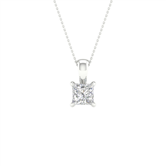 Revelation Lab Grown Princess Shaped Diamond Pendant Necklace