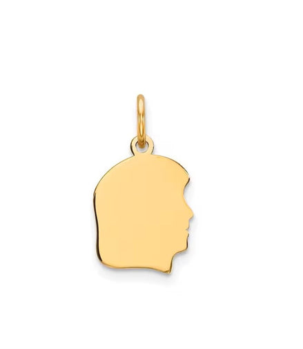 14K Girl Head Gold Charm