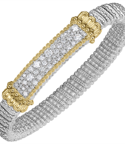 Vahan 14K Gold And Sterling Silver 8mm Diamond Closed Bar Bracelet