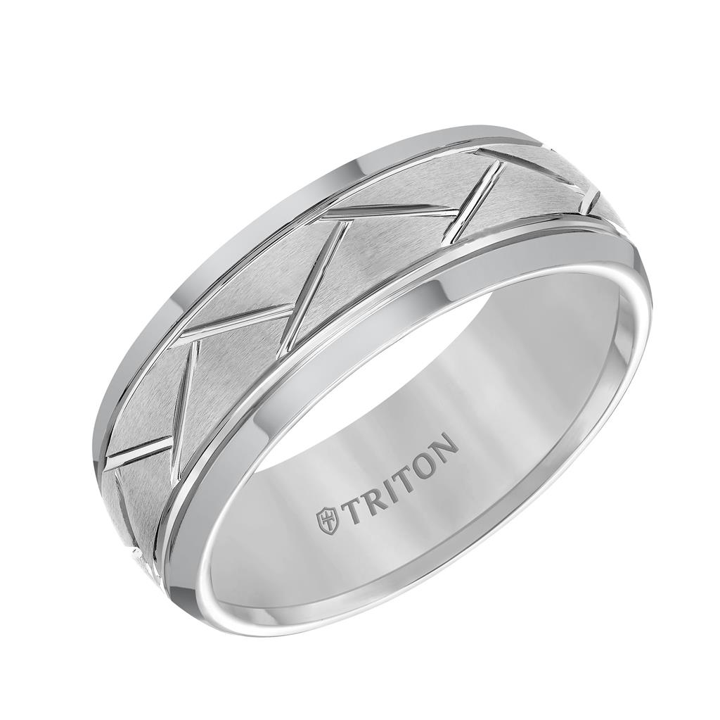 Triton Black Tungsten Carbide Domed Comfort Fit Band Size 9