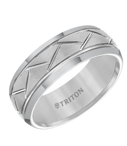 Triton Black Tungsten Carbide Domed Comfort Fit Band Size 9
