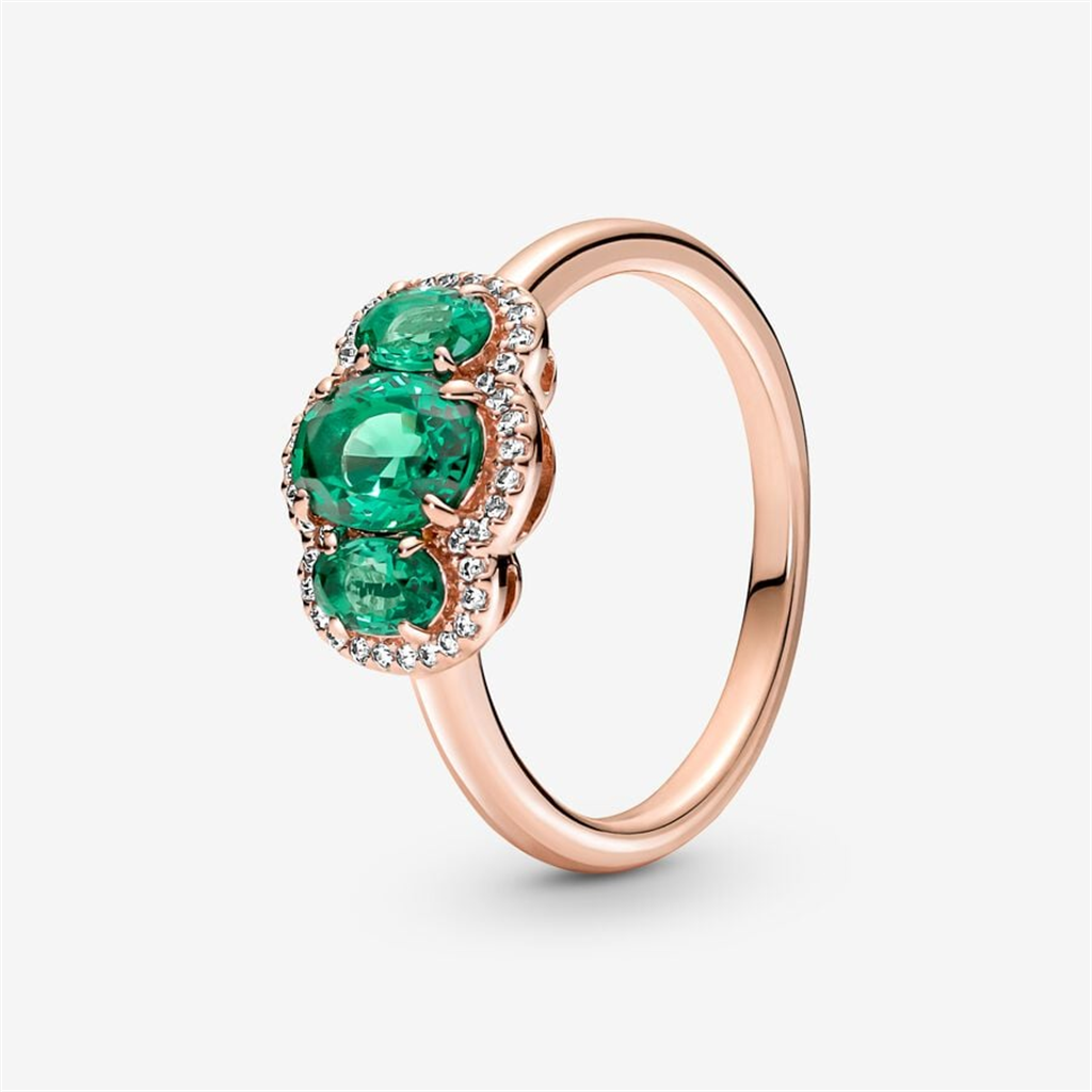 Pandora Timeless Green Three Stone Vintage Ring Size 6