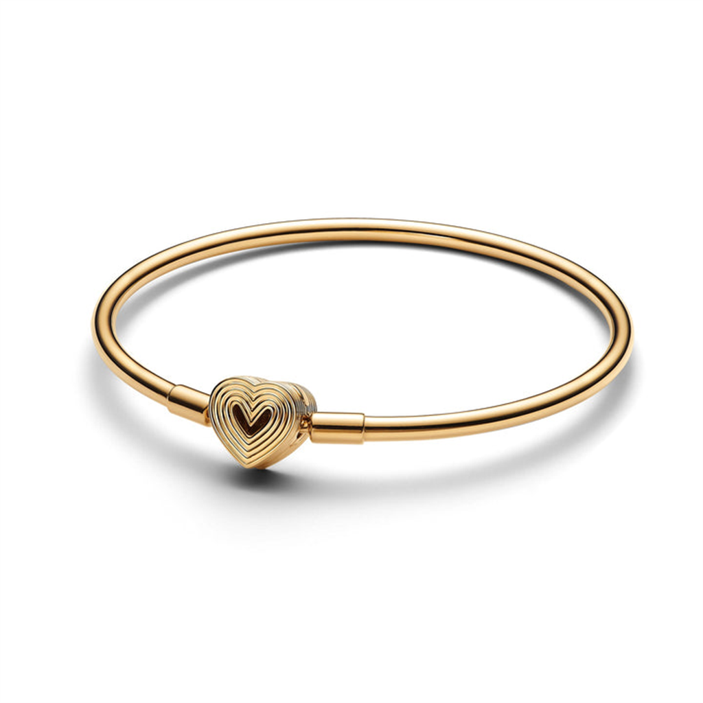 Pandora Radiating Heart Clasp Bangle Size 19