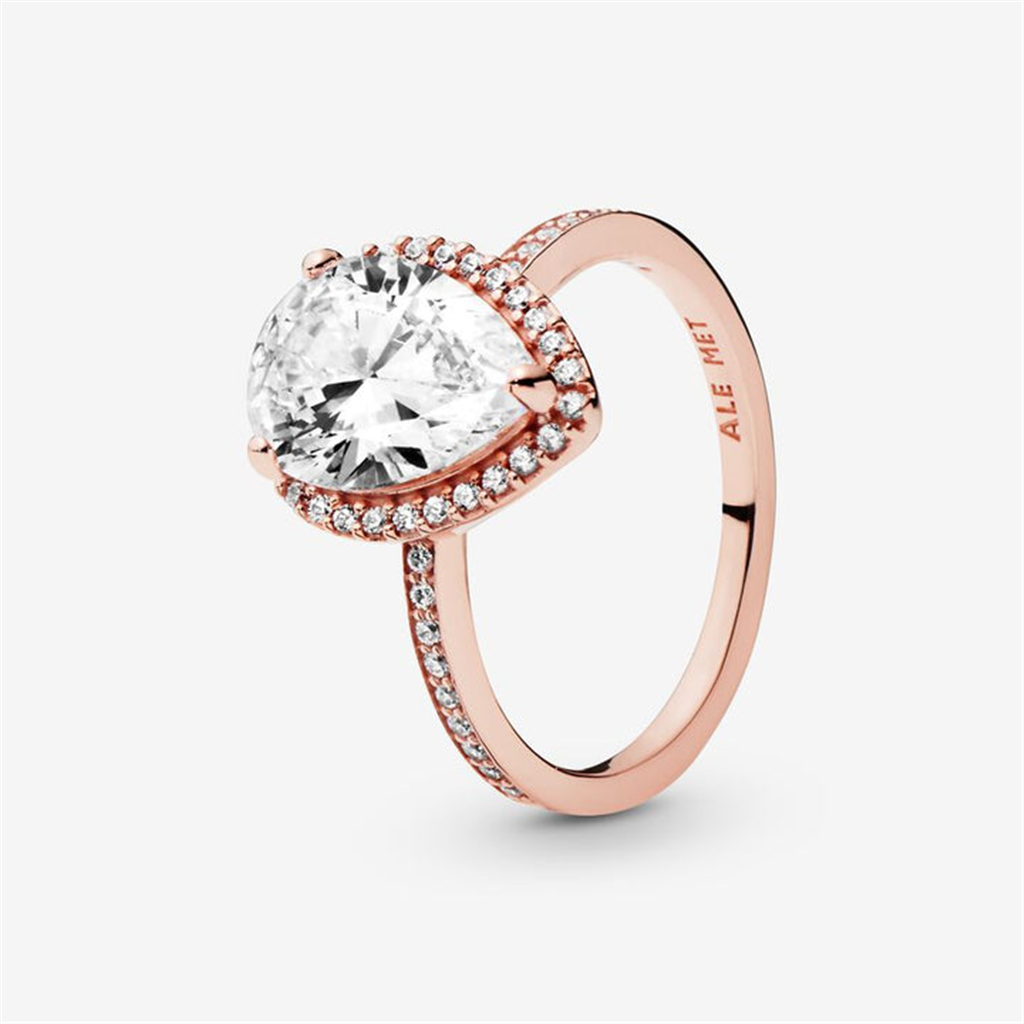 Pandora Timeless Sparkling Teardrop Halo Ring Size 4.5
