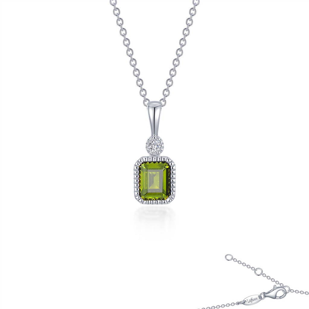 Lafonn 0.91 CTW Simulated Diamond And Simulated Peridot August Birthstone Necklace