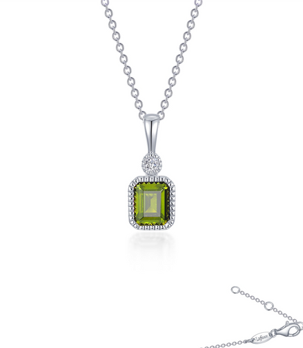 Lafonn 0.91 CTW Simulated Diamond And Simulated Peridot August Birthstone Necklace