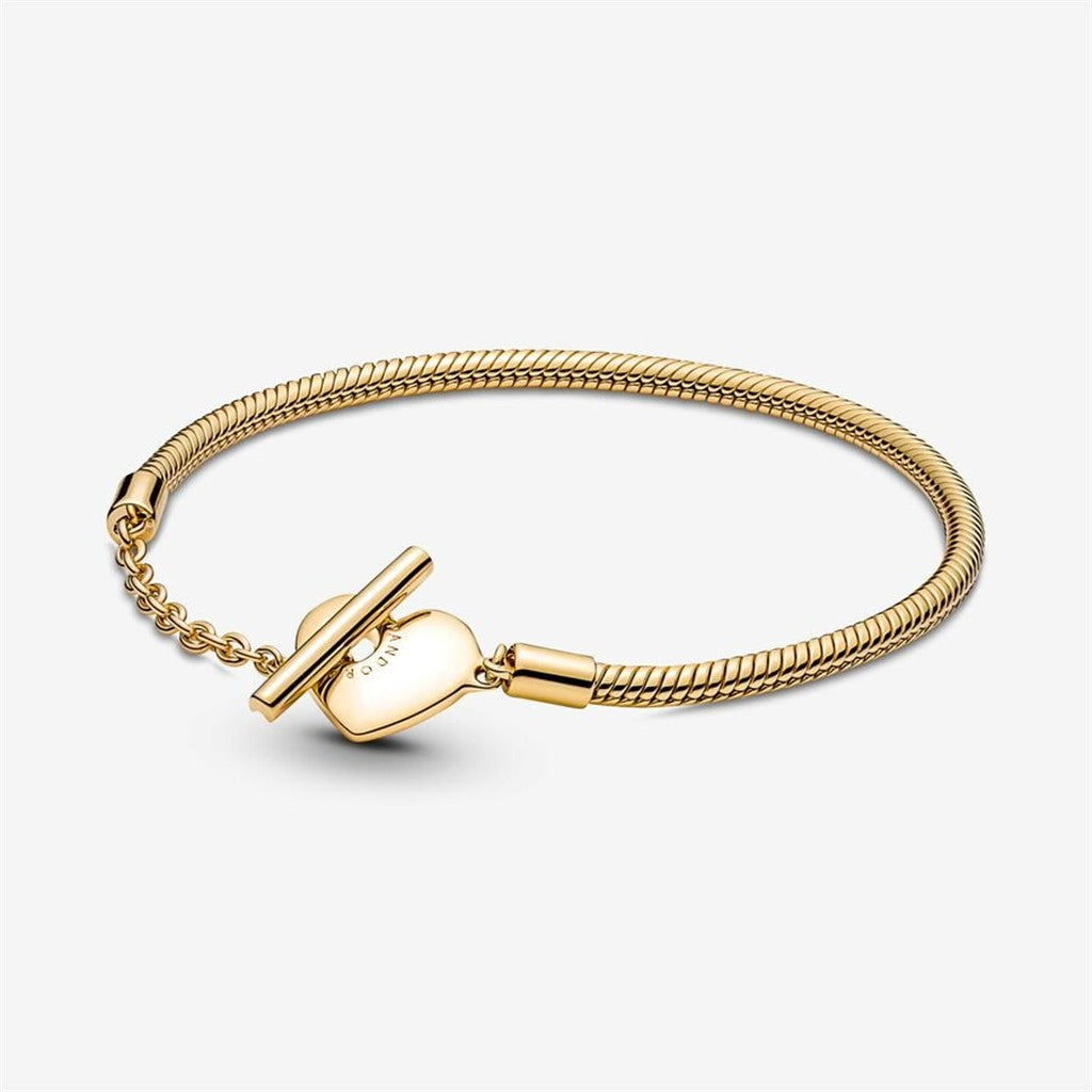 Pandora Moments Heart T-Bar Snake Chain Bracelet Size19