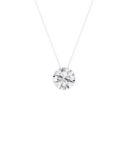 14K White Gold 1.50 CTW Lab Grown Diamond Seamless Round Solitaire Pendant Necklace