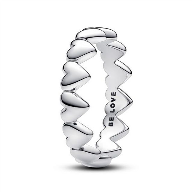 Pandora Moments Row of Hearts Ring Size 4.5