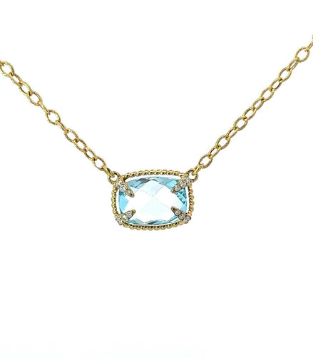 Raymond Mazza 14K Yellow Gold And Blue Topaz Necklace