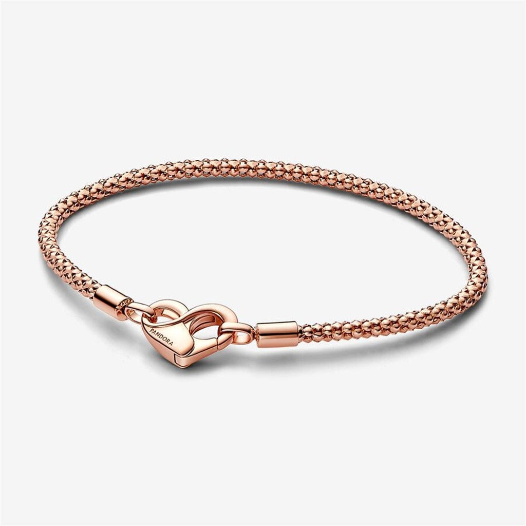 Pandora Moments Iconic Heart Clasp Studded Chain Bracelet Size 18
