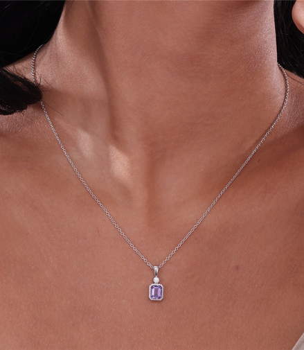 Lafonn 0.91 CTW Simulated Diamond And Simulated Amethyst February Birthstone Necklace