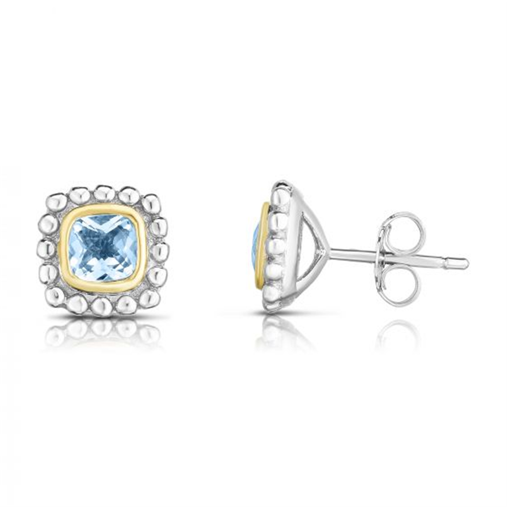 Sterling Silver 18K Gold Aquamarine Popcorn Post Earring