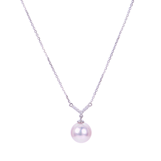 Imperial Pearl Ladies 14KT White Gold Akoya Pearl And Diamond Necklace