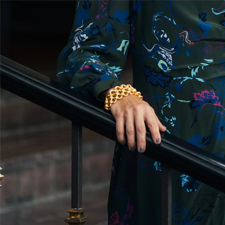 Susan Shaw Triple Strand Double Link Chain Bracelet