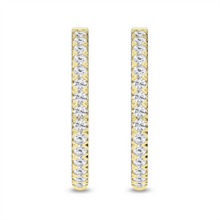 Revelation 14K Yellow Gold 1 CTW Diamond Hoop Earrings