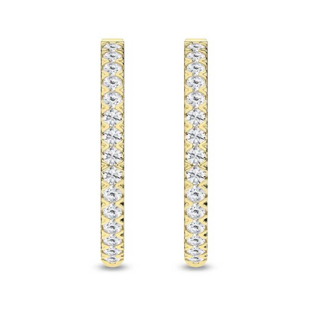 Revelation 14K Yellow Gold 1 CTW Diamond Hoop Earrings