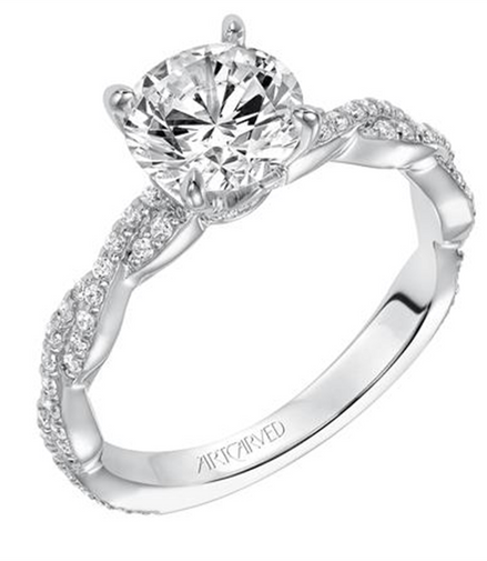 Artcarved 14K White Gold Round Cut Diamond Engagement Ring