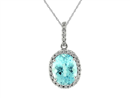 Blue Topaz and Diamond Pendant Necklace