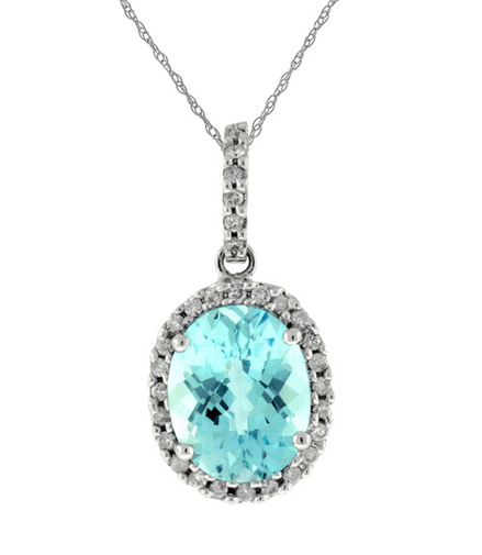 Blue Topaz and Diamond Pendant Necklace