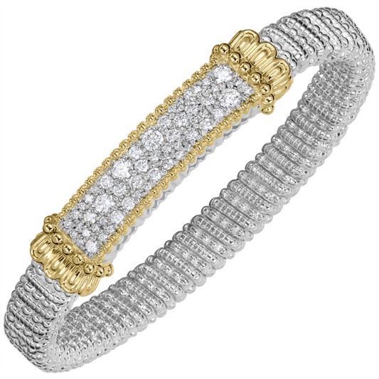 Vahan 14K Gold And Sterling Silver Diamond Bar Closed Bracelet