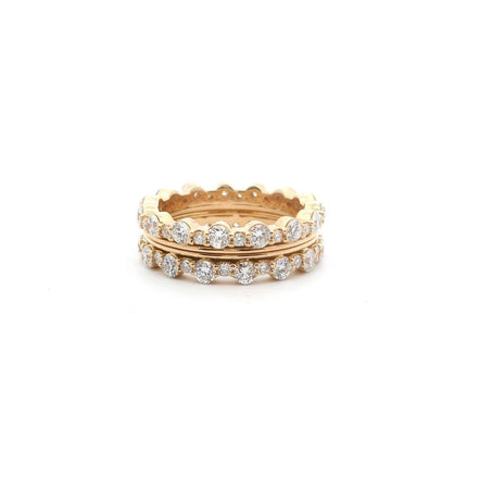 14K Yellow Gold 4.25 CTW Lab Grown Diamond Scalloped Stackable Ring Set
