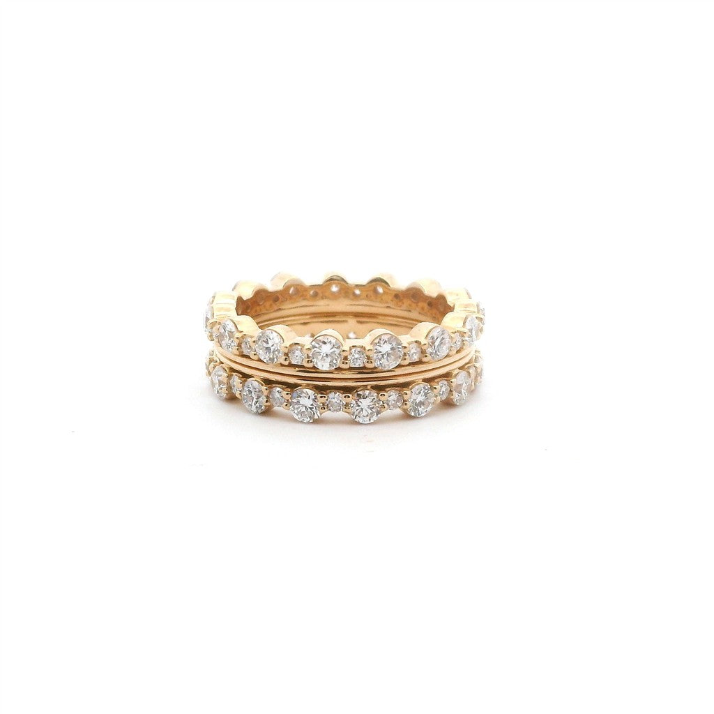 14K Yellow Gold 4.25 CTW Lab Grown Diamond Scalloped Stackable Ring Set
