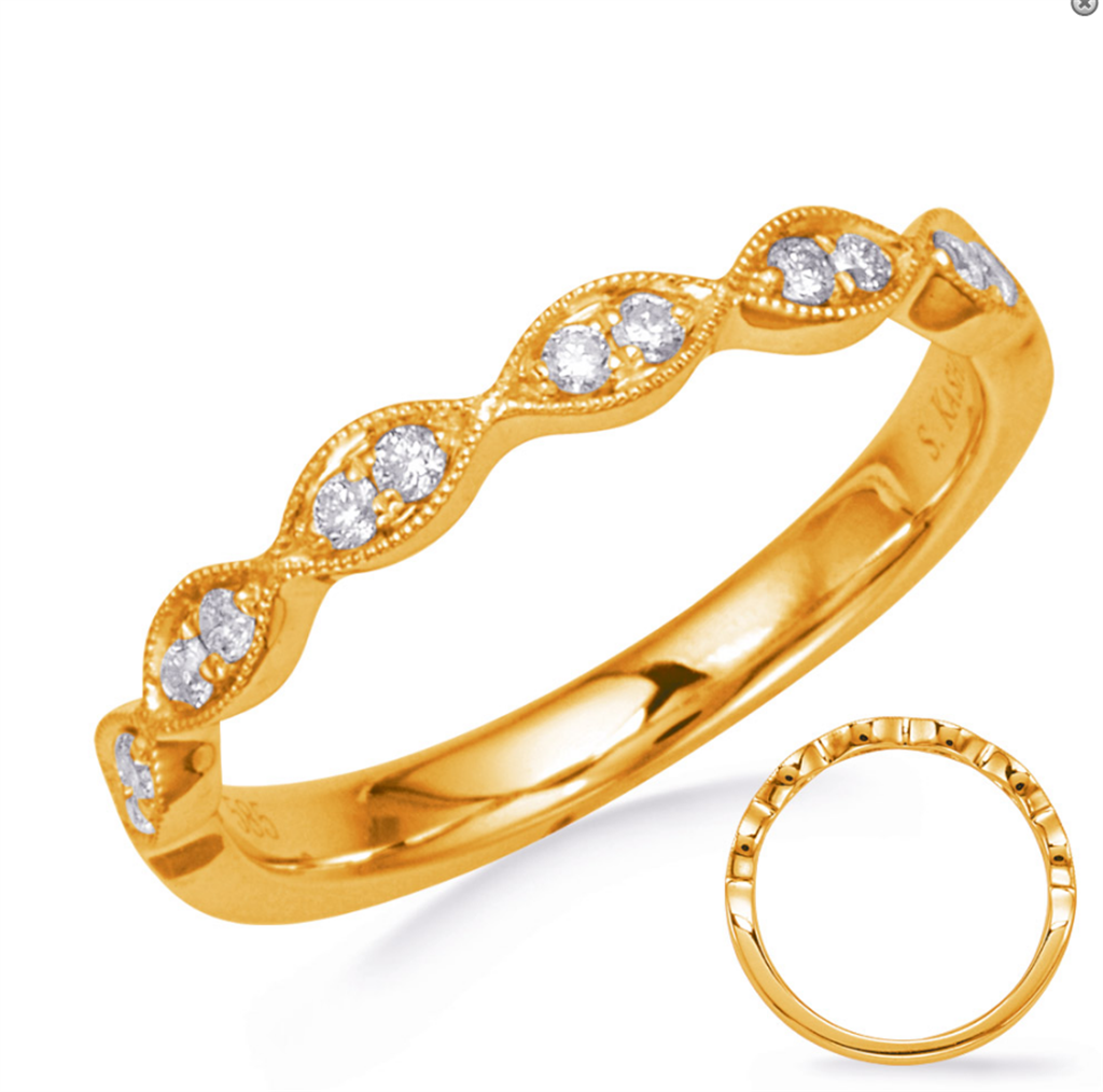 14K Yellow Gold And 0.13 CTW Diamond Band