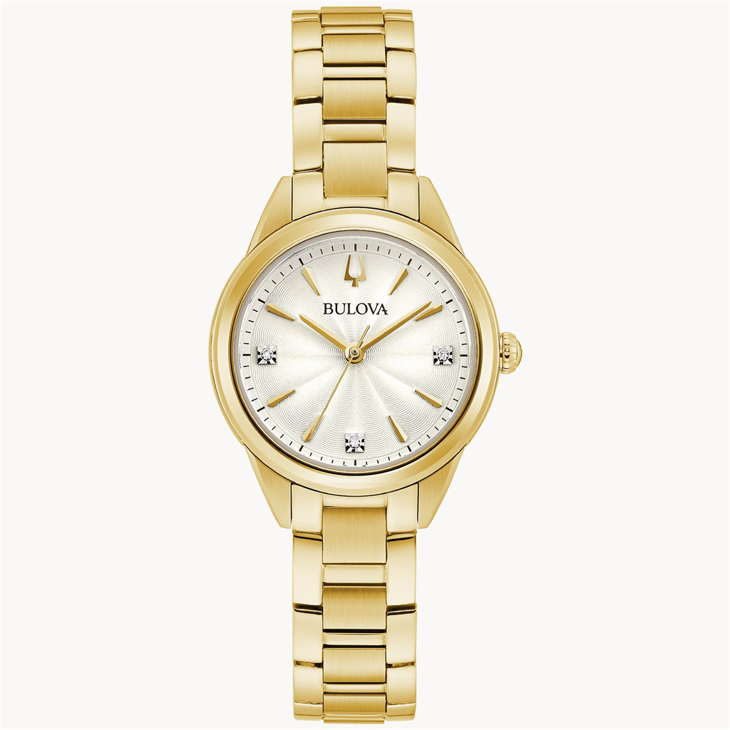 Bulova Classic Sutton Ladies Diamond-Accent Gold-Tone Bracelet Watch