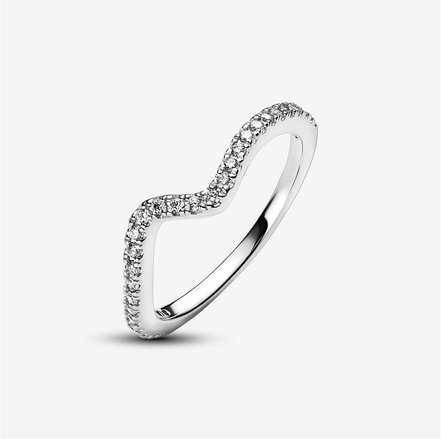 Pandora Timeless Sparkling Wave Ring Size 6