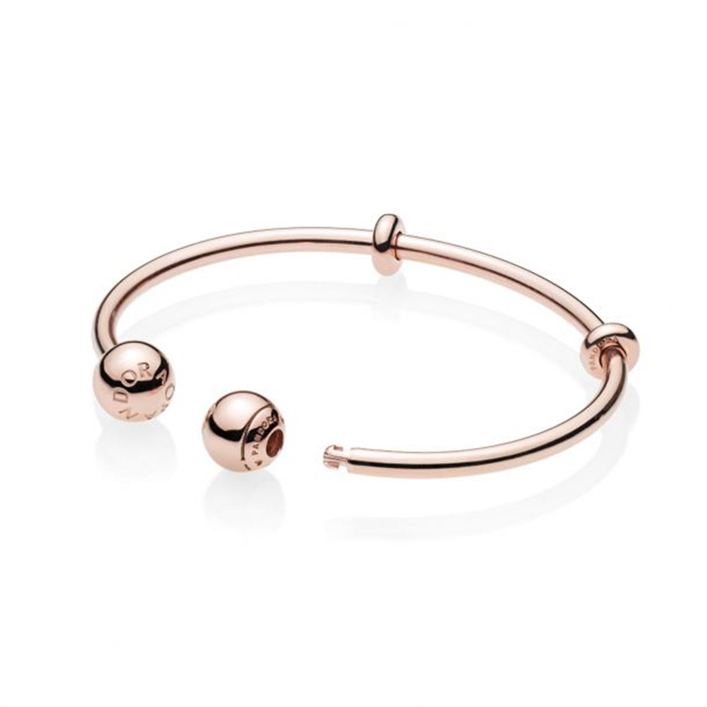 Pandora Moments Rose Open Bangle Charm Bracelet Size 2