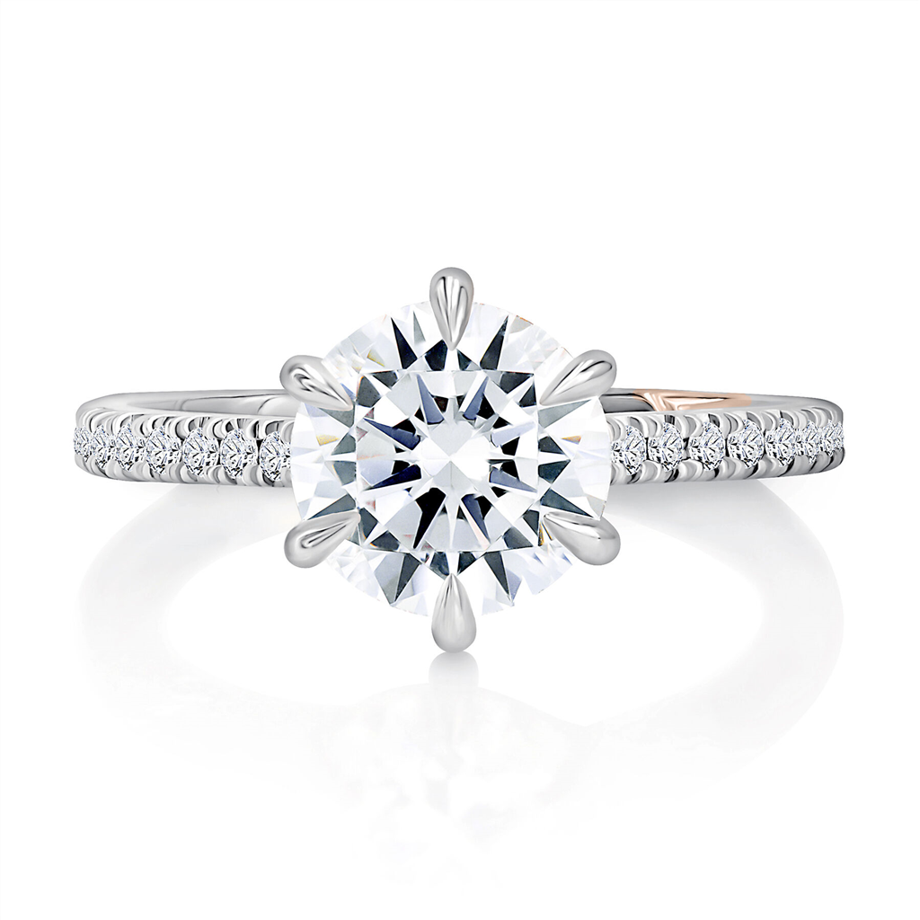 A.JAFFE 14K Gold And 6 Prong Solitaire Diamond Semi-Mount Engagement Ring
