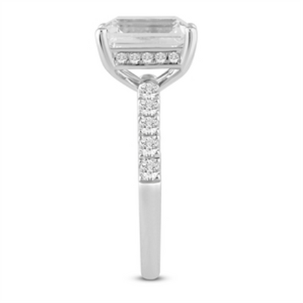 14K White Gold 4.5 CTTW Emerald Cut Semi-Mount Engagement Ring