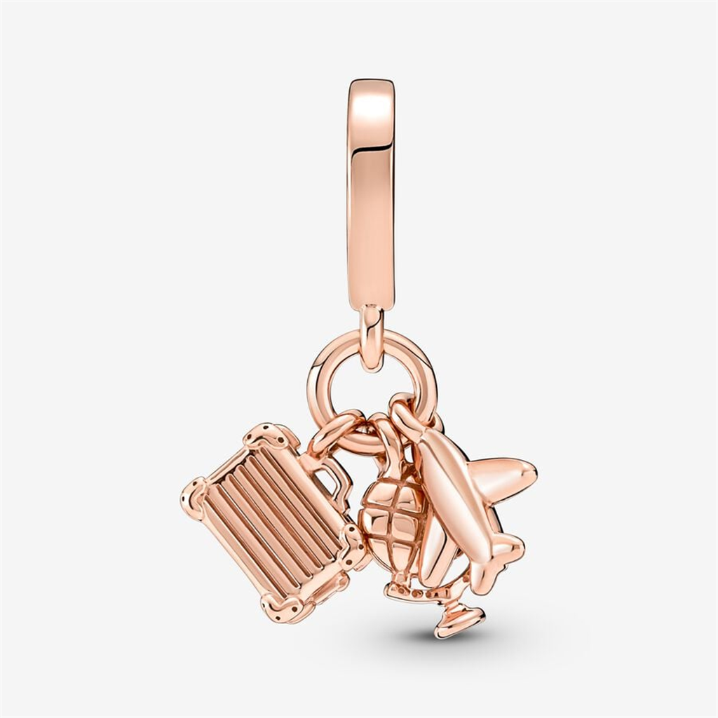 Pandora Moments Airplane, Globe & Suitcase Triple Dangle Charm