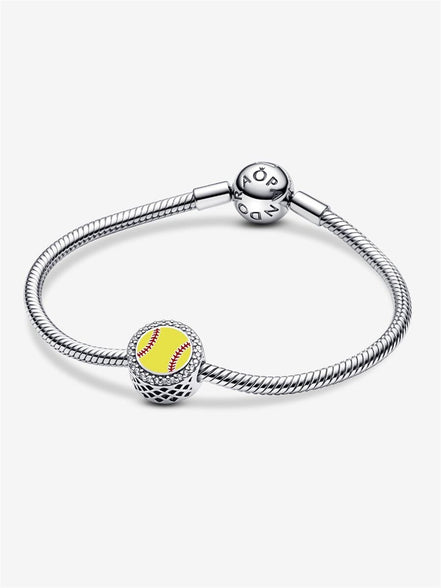 Softball Engravable Button Charm