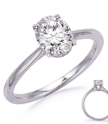 14K White Gold And 0.13 CTW Diamond With Hidden Halo Semi-Mount Engagement Ring