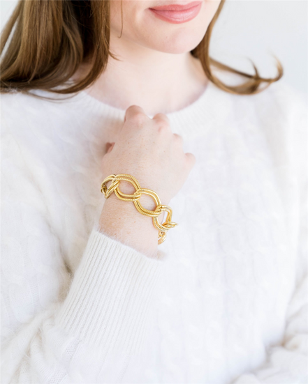 Susan Shaw Textured Double Link Chain Bracelet